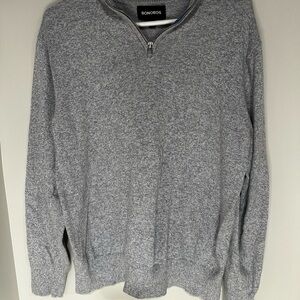 Bonobos Light Gray Zip-Up Sweater. Size L Slim